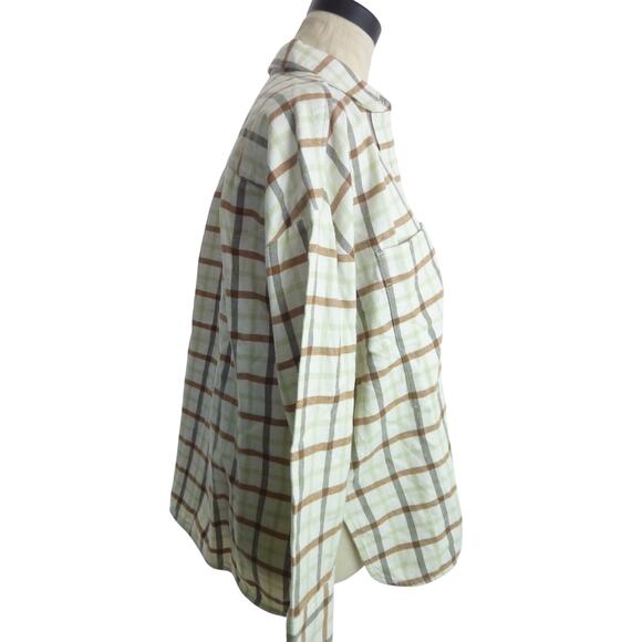 NWT Everlane Women The Boxy Flannel Shirt Pockets Plaid Brown S - Picture 2 of 7
